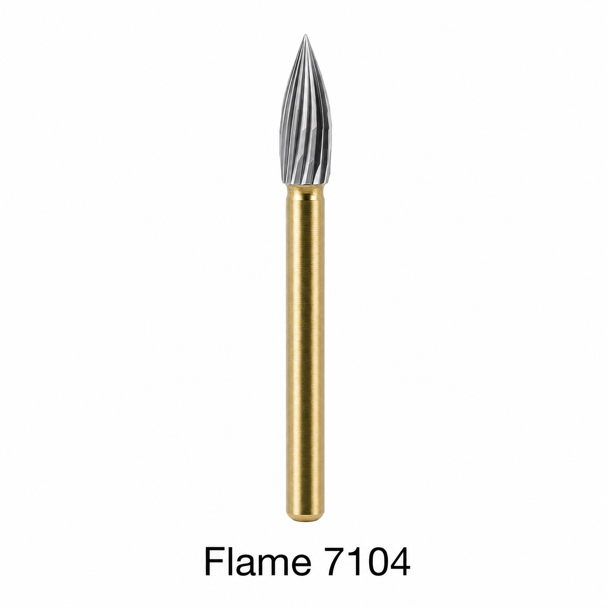 Taft Carbide Burs 12-blade style 7104 flame titanium-plated FG shank finishing bur