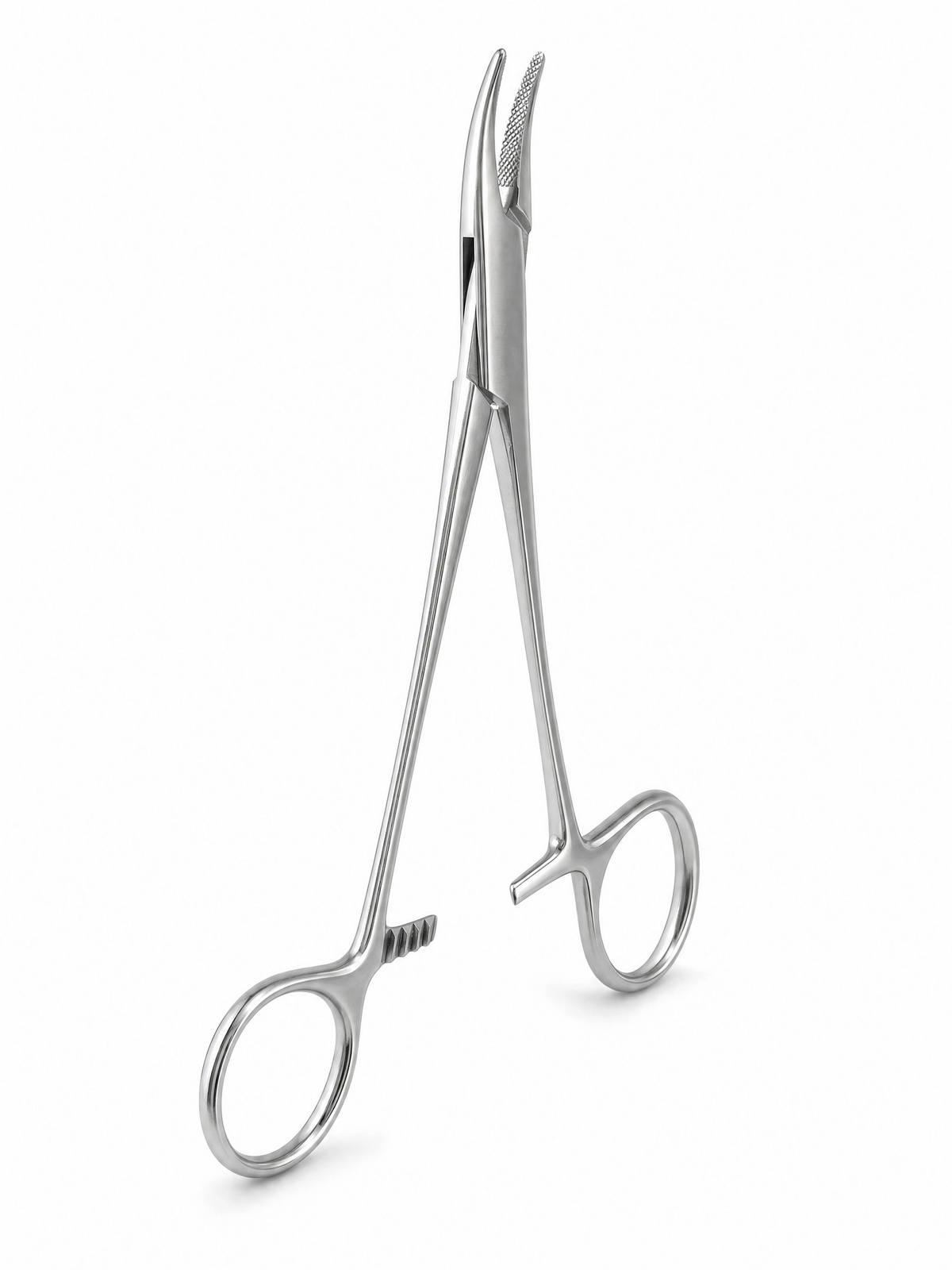 Taft Dental Supply needle holder serrated jaw close-up detail, angled view