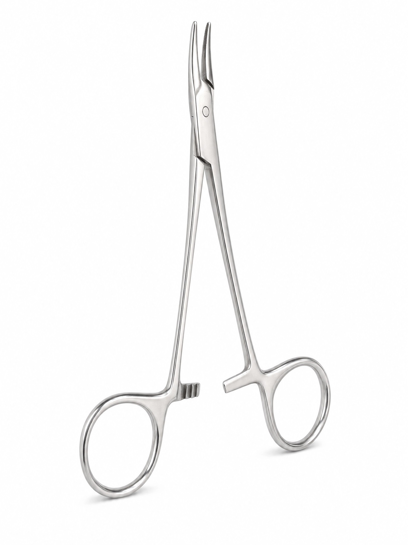 Taft Dental Supply needle holder with jaws open, ratchet lock dental suturing instrument